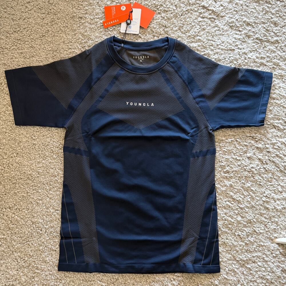 Men's YoungLa 4294 - Apex Compression Tees, NWT, XL, Navy